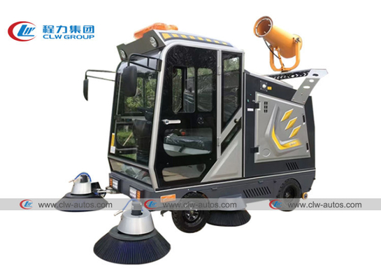 Electric Community Road Sweeper Vehicle 4 Wheels 5 Brushes With Fog Cannon