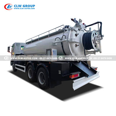 Dongfeng 6x4 10,000L Carbon Steel Tank Sewage Suction Truck with 375HP Diesel Engine & High-Pressure Washing System